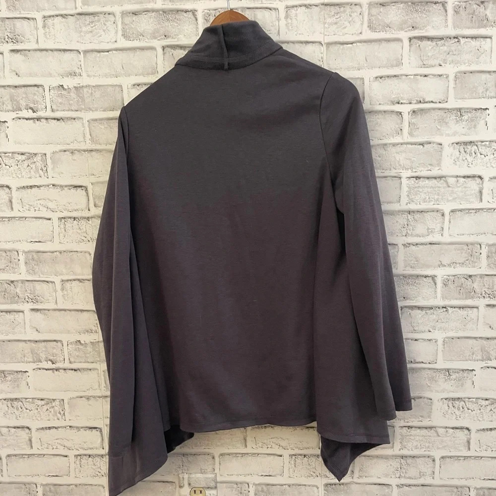 Women’s Anthropologie Hem & Thread blue fleece lined sweater poncho Size Medium - Picture 2 of 4